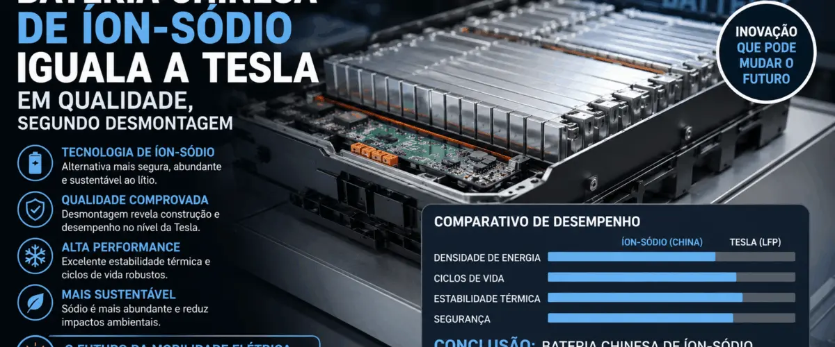 Bateria chinesa de íon-sódio iguala a Tesla em qualidade, segundo desmontagem