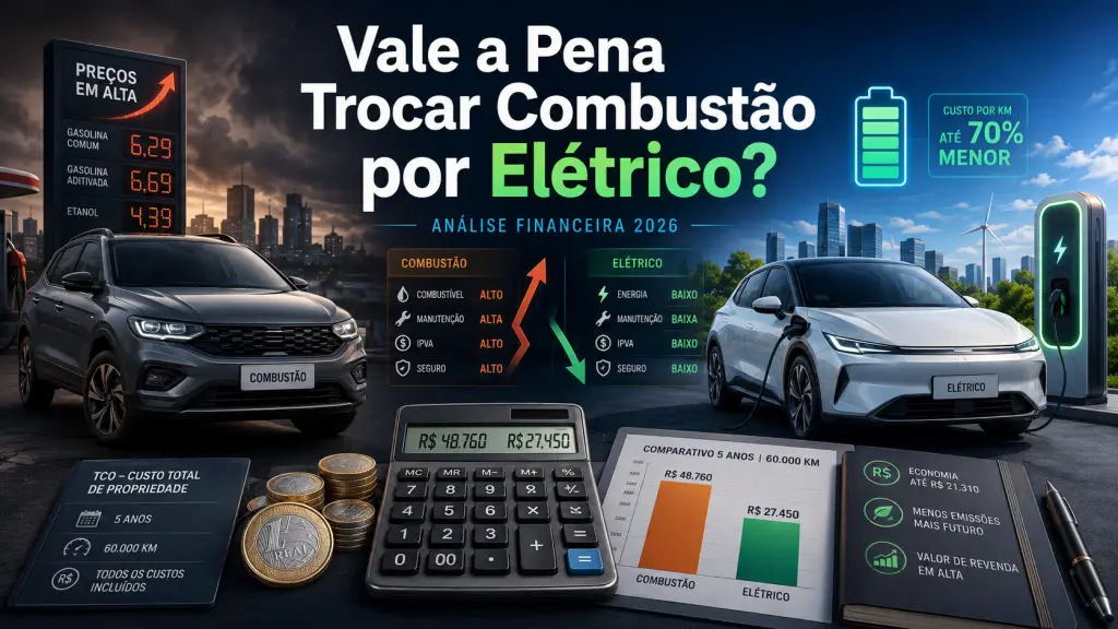 Vale a Pena Trocar Combustão por Elétrico? Análise Financeira 2026