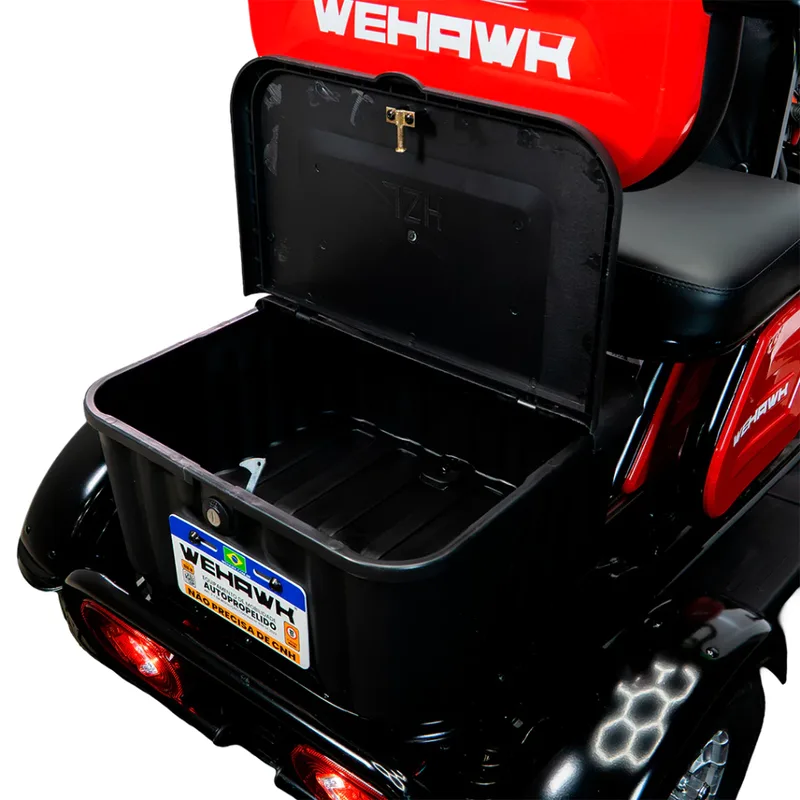 Triciclo Elétrico 3 Lugares WeHawk WX-T03 Bateria de Lítio 800W 48V 20Ah