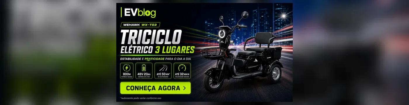 Triciclo Elétrico 3 Lugares WeHawk WX-T03 800W