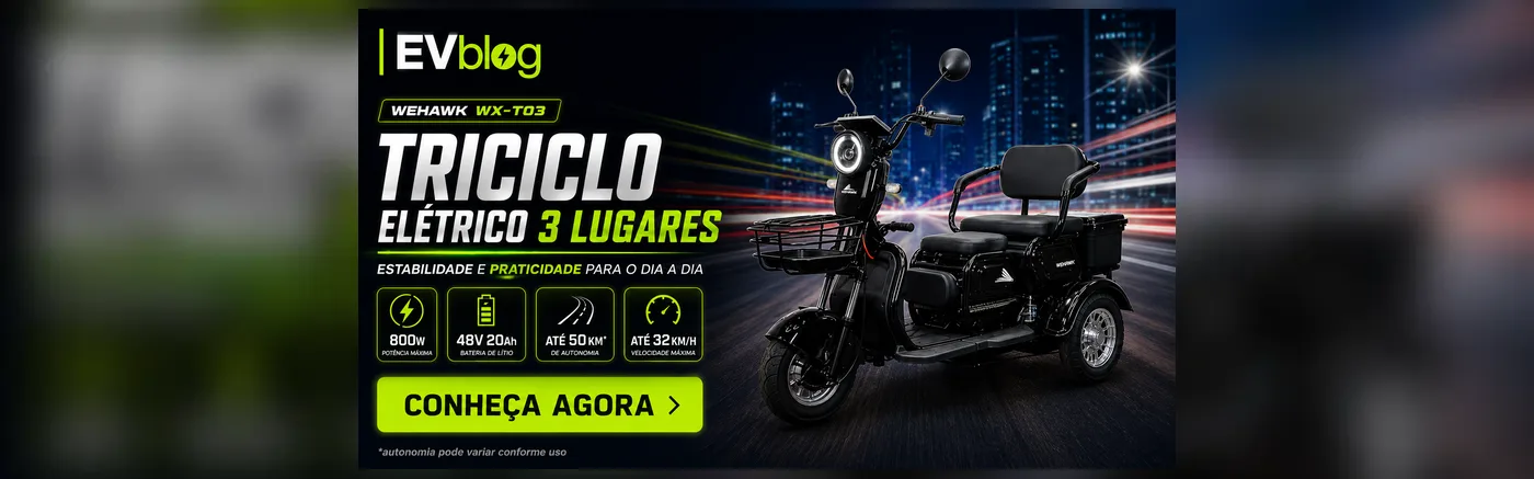 Triciclo Elétrico 3 Lugares WeHawk WX-T03 800W