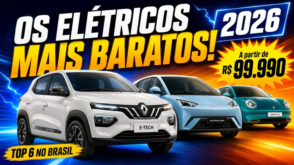 Carros Elétricos Mais Baratos do Brasil em 2026: Ranking e Comparativo Completo