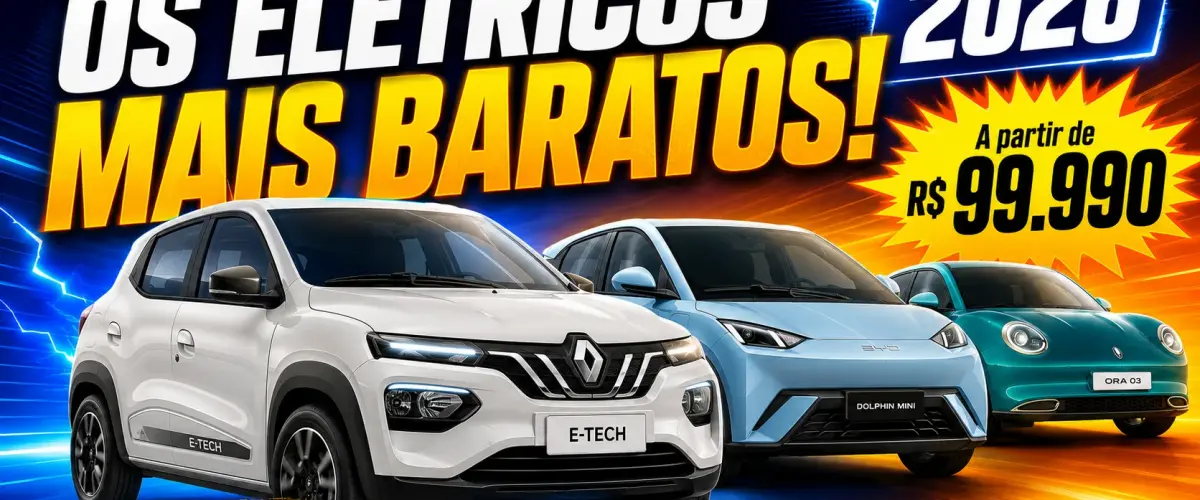 Carros Elétricos Mais Baratos do Brasil em 2026: Ranking e Comparativo Completo