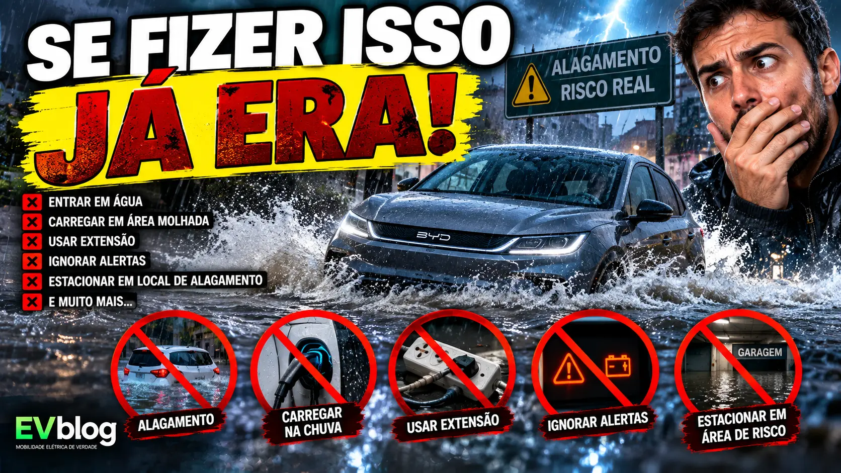 15 Coisas que Você Nunca Deve Fazer com um Carro Elétrico em Dia de Chuva