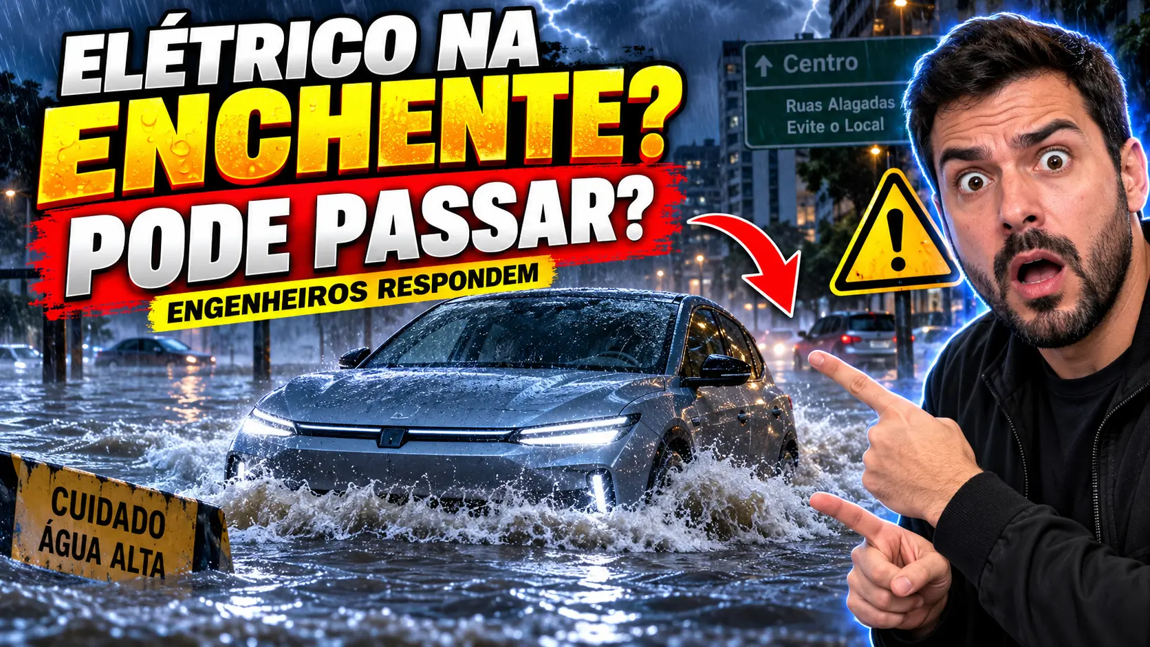 Carro elétrico em enchente: dicas de segurança para dirigir e proteger a bateria na inundação
