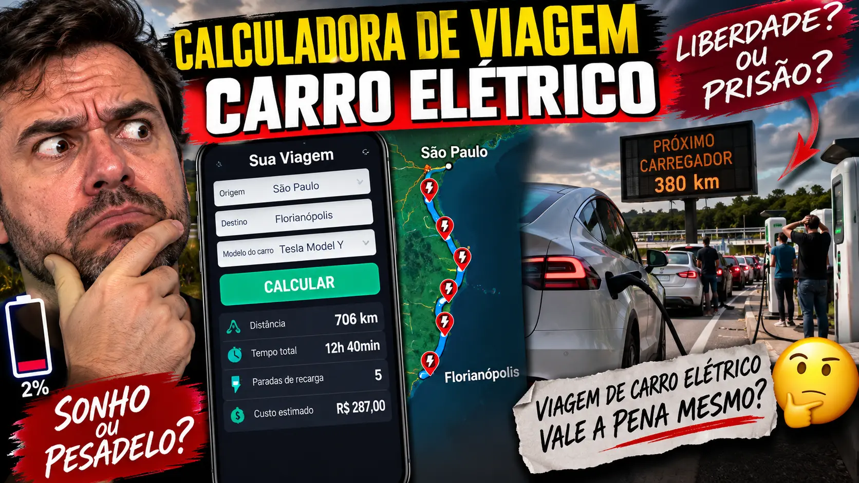 Calculadora de viagem carro elétrico: como planejar sua rota com segurança em 2027
