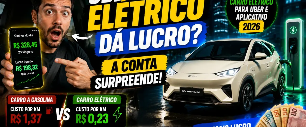 Melhor Carro Elétrico para Uber e Aplicativo em 2026: Vale a Pena? Cálculo de Lucro e TCO