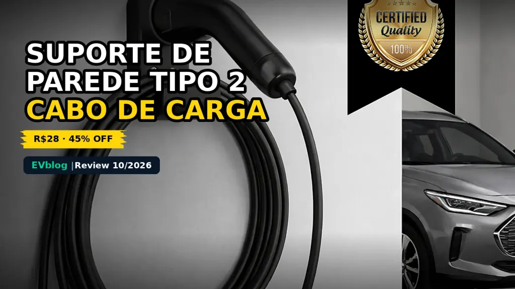 Suporte de Parede para Cabo de Carregador Tipo 2: R$ 28 com 45% de Desconto