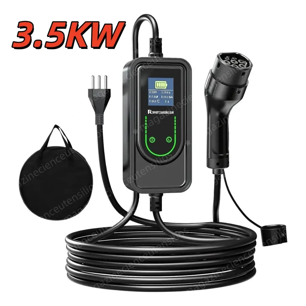 Carregador portátil Tipo 2 de 3,5 kW com cabo de 7 m