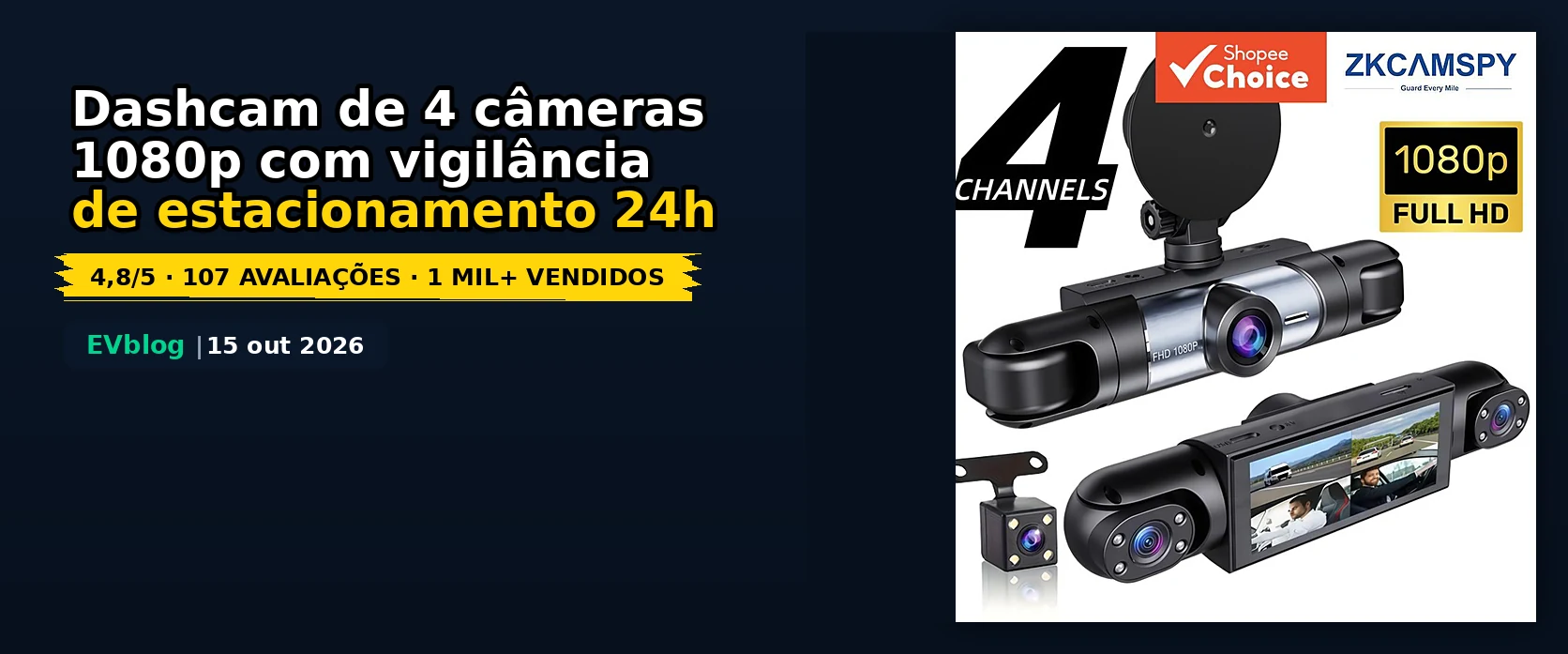 Dashcam de 4 Câmeras 1080p com Vigilância de Estacionamento: Vale a Pena?