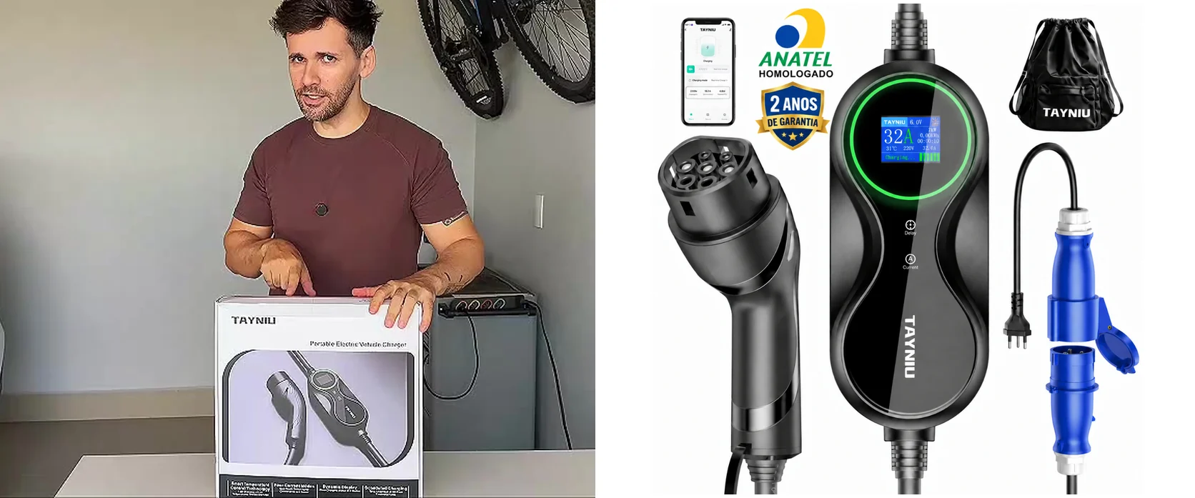 TAYNIU 7 kW com App: o Carregador Portátil Vale R$ 1.619?