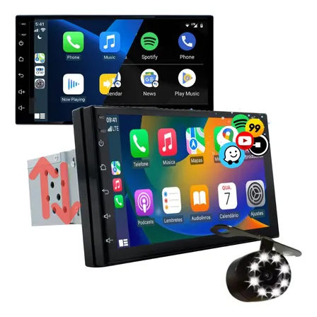 Central Multimídia 1 DIN com CarPlay e Câmera de Ré: Vale a Pena no Carro Elétrico? (7″, R$ 244)