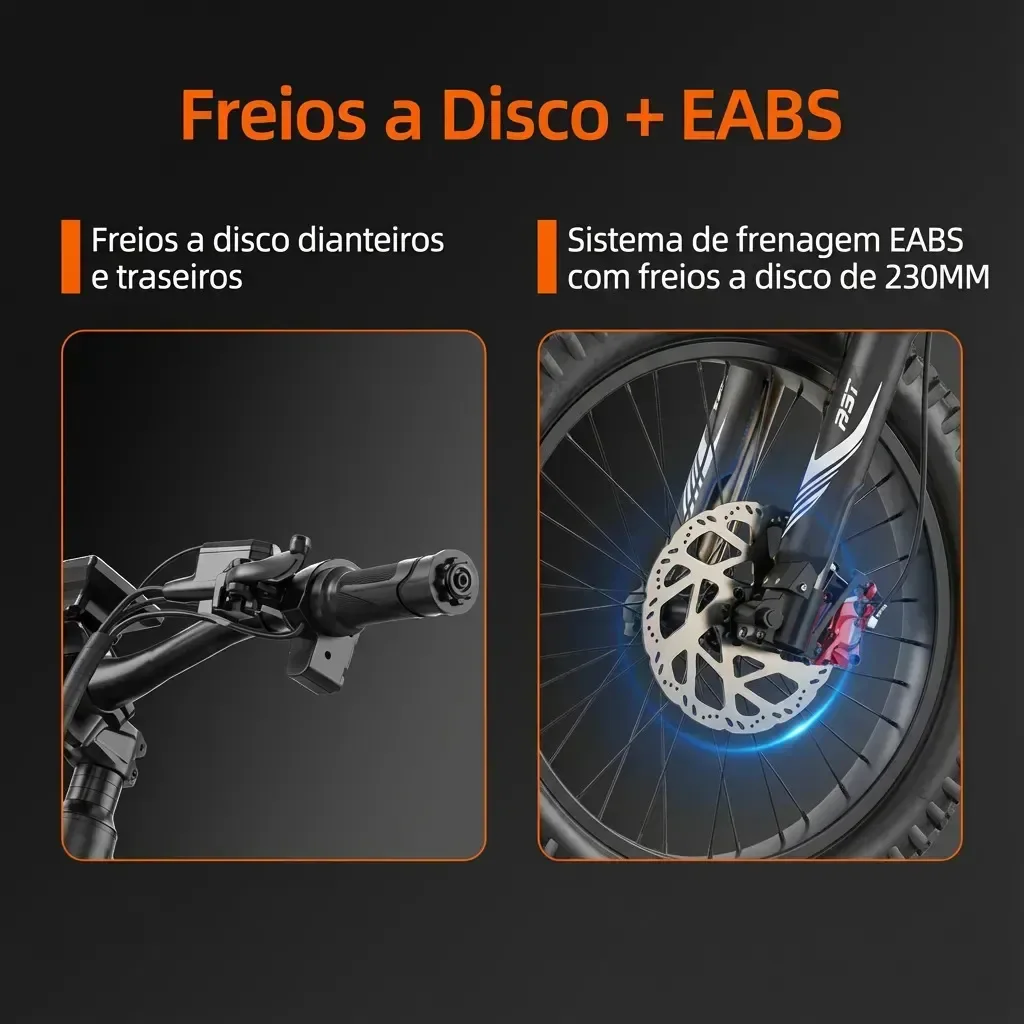 Infográfico do sistema de freios a disco com EABS da moto GT600