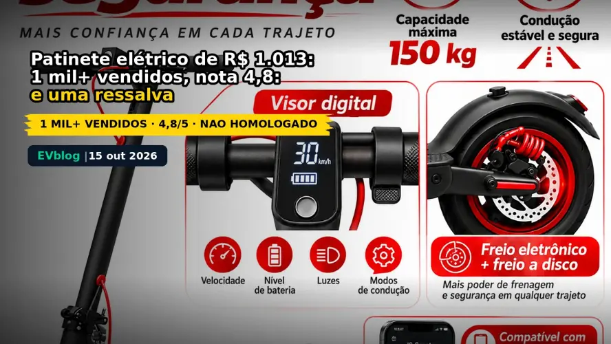 Patinete Elétrico de R$ 1.013 com 1 Mil+ Vendidos: Vale a Pena? (Não Homologado)