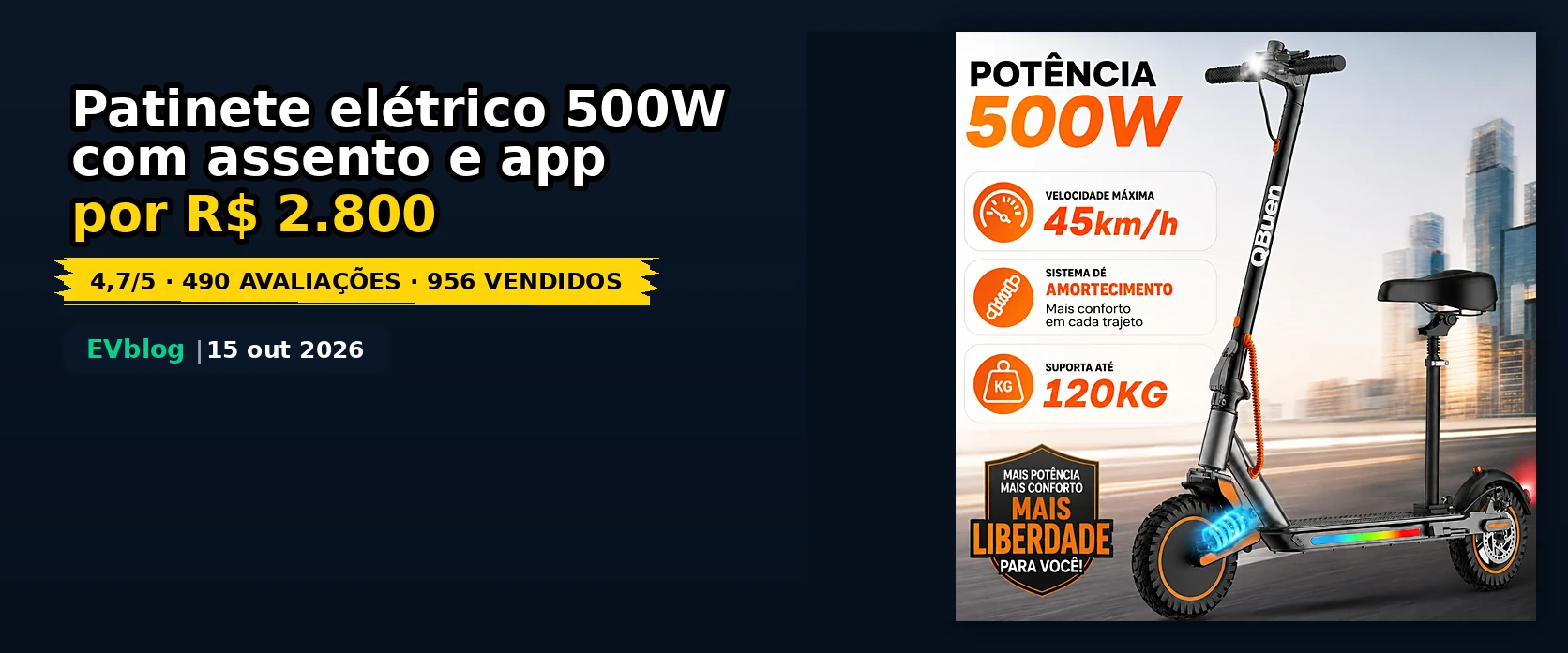 Patinete Elétrico 500W com Assento: Vale a Pena por R$ 2.790?