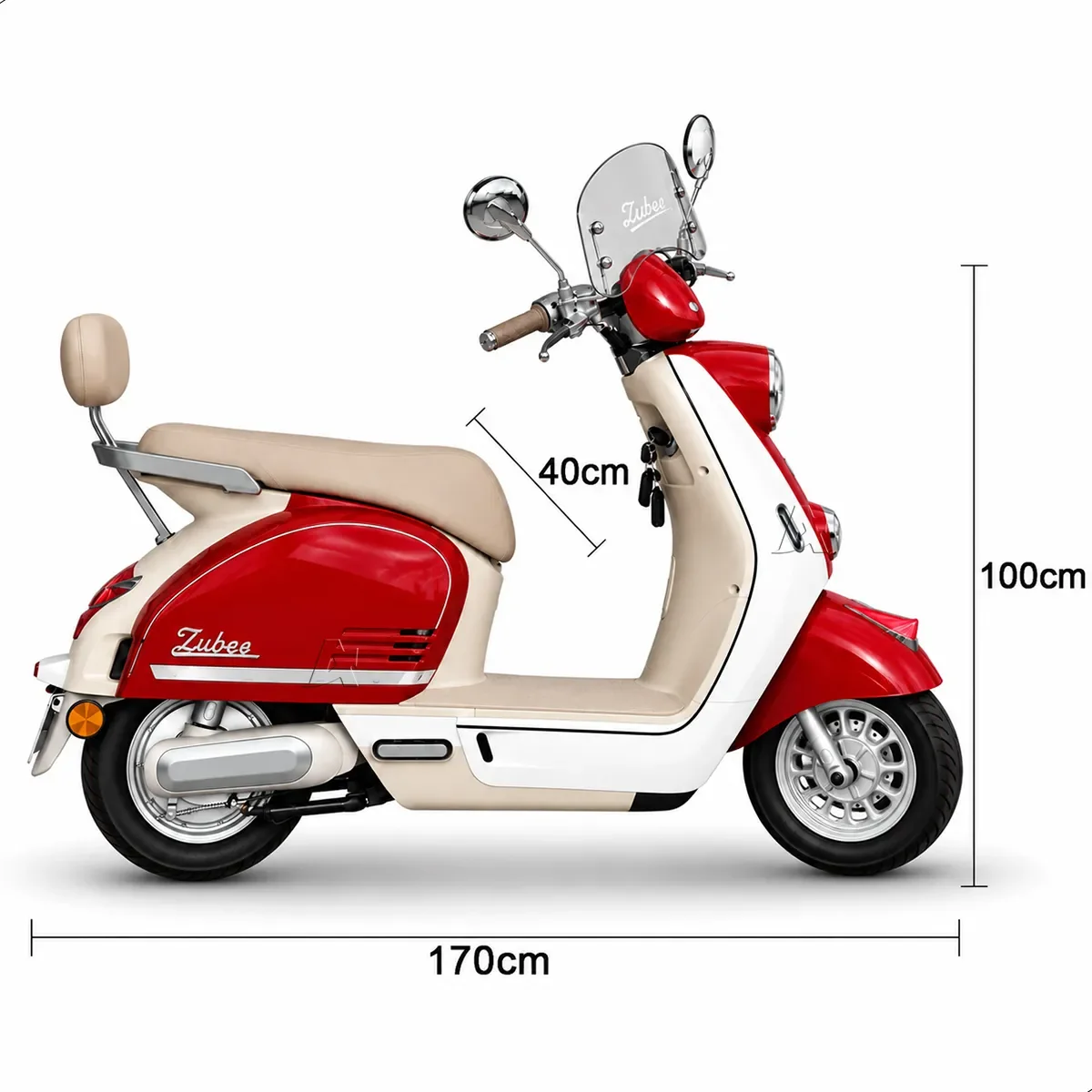 Scooter elétrica com medidas e altura do assento, dentro da faixa de 32 km/h